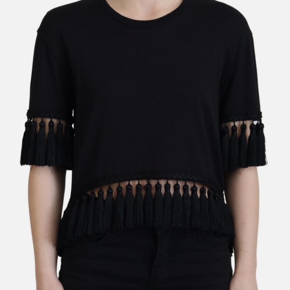 Dolce Gabbana black fringe Top